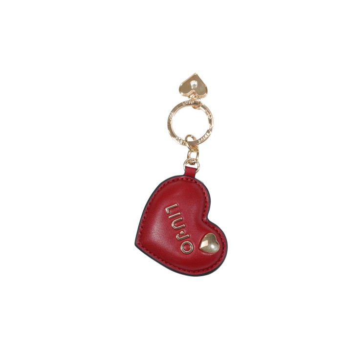 Liu-Jo llavero de mujer rojo con corazón y herrajes dorados vista frontal