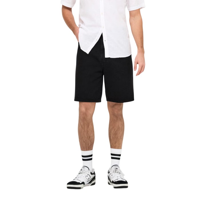Only & Sons pantalón corto de hombre negro denim vista frontal