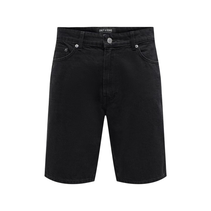 Only & Sons pantalón corto de hombre negro denim 22029087 vista frontal