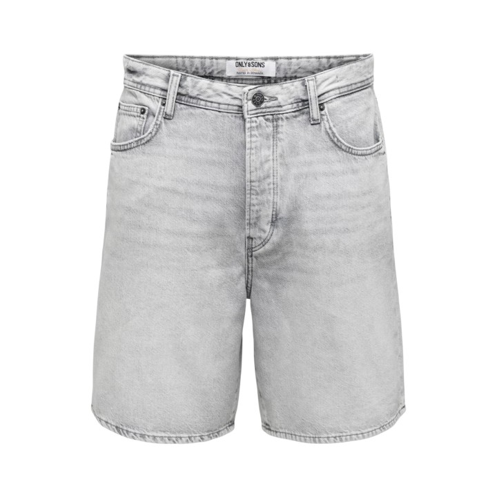 Only & Sons pantalón corto de hombre gris vaquero detalle frontal