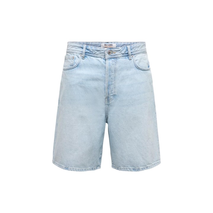 Only & Sons bermuda de hombre en denim claro detalle frontal
