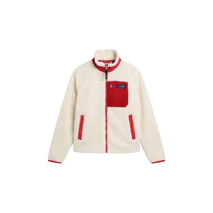 Superdry sudadera de forro polar blanca para mujer vista frontal