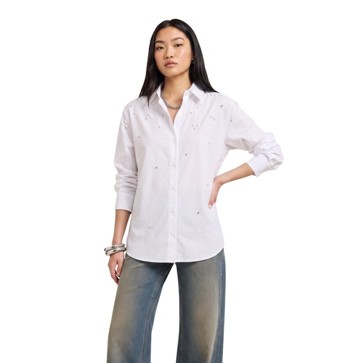 Only camisa de mujer blanca bordada referencia 15378307 vista frontal