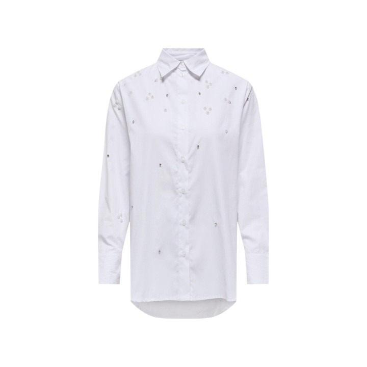 Only camisa de mujer blanca bordada referencia 15378307 vista frontal