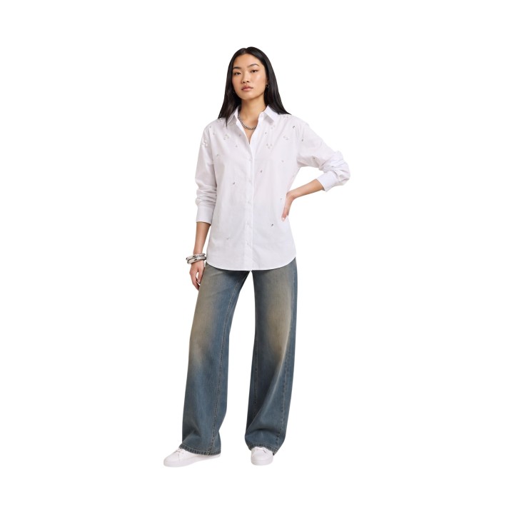 Only camisa de mujer blanca bordada referencia 15378307 vista frontal
