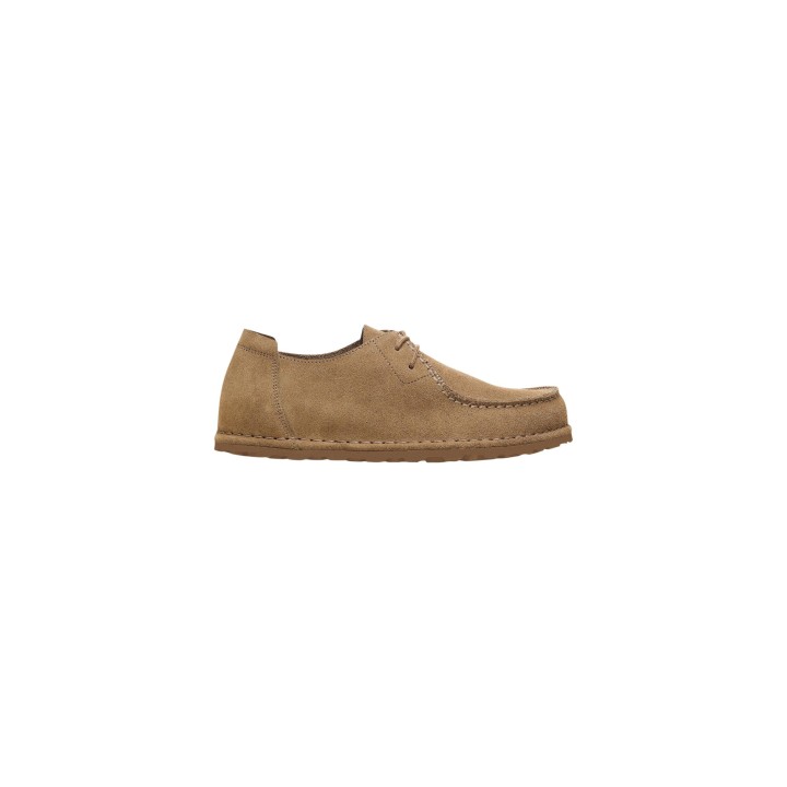 Zapato de hombre Birkenstock Utti Lace 1034384 taupe de ante vista lateral