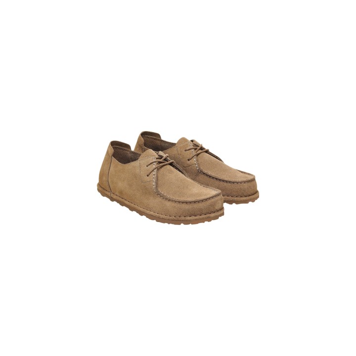 Zapatos de hombre Birkenstock Utti Lace 1034384 taupe de ante vista tres cuartos