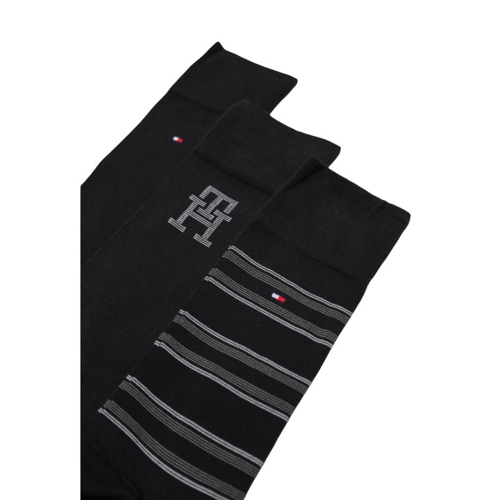 Calvin Klein Jeans calcetines largos de hombre negros detalle de monograma y rayas