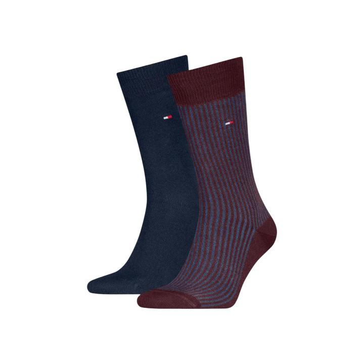 Calcetines Tommy Hilfiger Jeans para hombre en azul marino y burdeos vista frontal