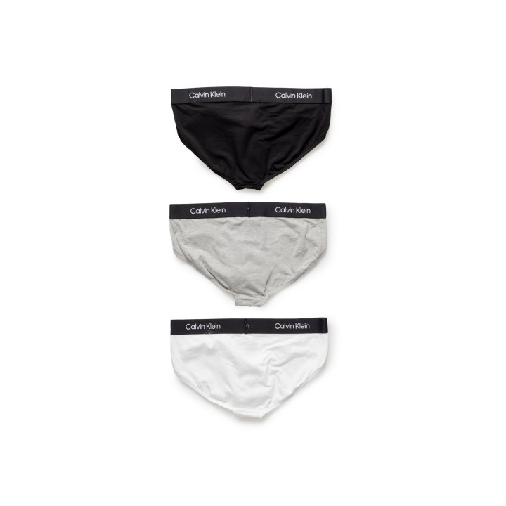 Calvin Klein Underwear slips de hombre 3 pack en negro gris y blanco vista posterior