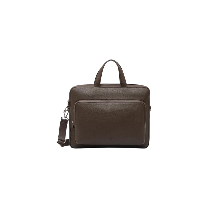 Bolso marrón Calvin Klein para hombre Micro Pebble Slim Briefcase vista frontal