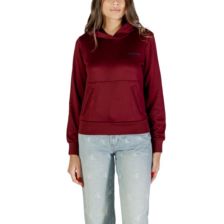 Sudadera de mujer Calvin Klein bordeaux con capucha vista frontal