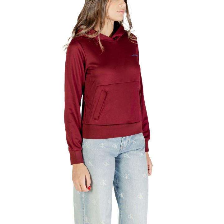 Sudadera de mujer Calvin Klein bordeaux con capucha vista lateral