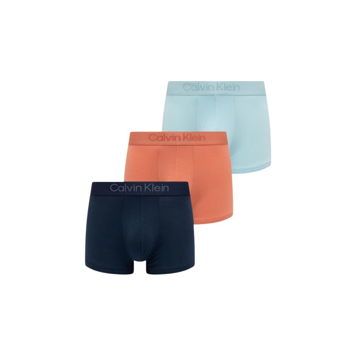 Pack de 3 bóxers Calvin Klein Underwear para hombre vista frontal en azul marino coral y azul claro