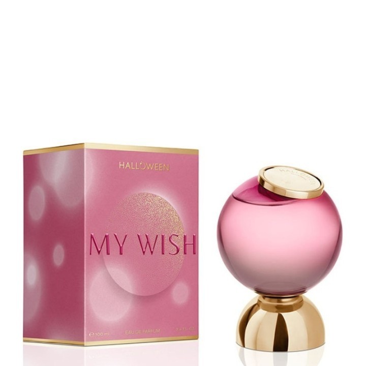 Perfume Halloween My Wish eau de parfum para mujer frasco rosa y estuche vista frontal