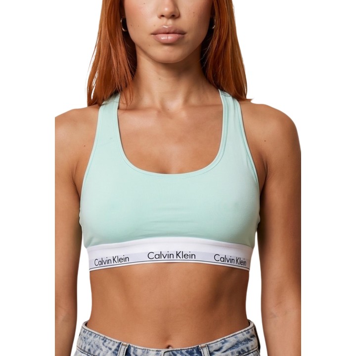 Detalle frontal del sujetador Calvin Klein Underwear de mujer color menta
