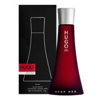 perfume hugo deep red para mujer botella roja vista frontal