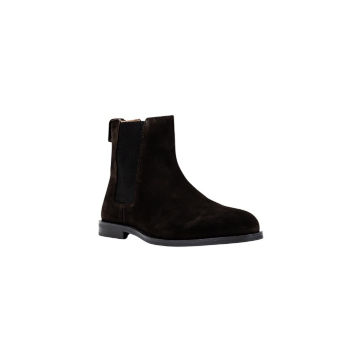 Bota chelsea de hombre Calvin Klein Ess Rubber marrón oscuro vista de tres cuartos