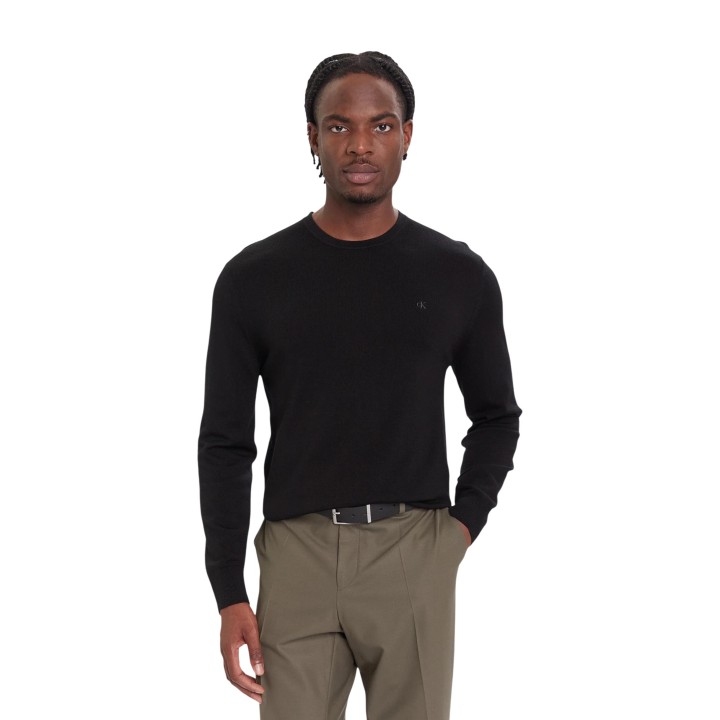 Calvin Klein jersey de hombre negro de lana merino vista frontal
