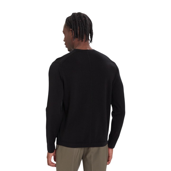 Calvin Klein jersey de hombre negro de lana merino vista posterior