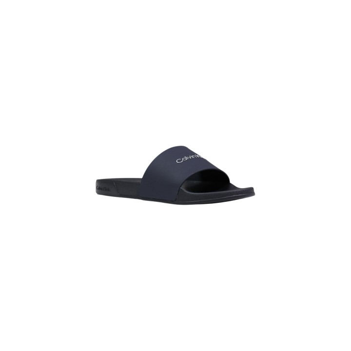 chanclas Calvin Klein HM0HM02107 para hombre negras y azules vista tres cuartos