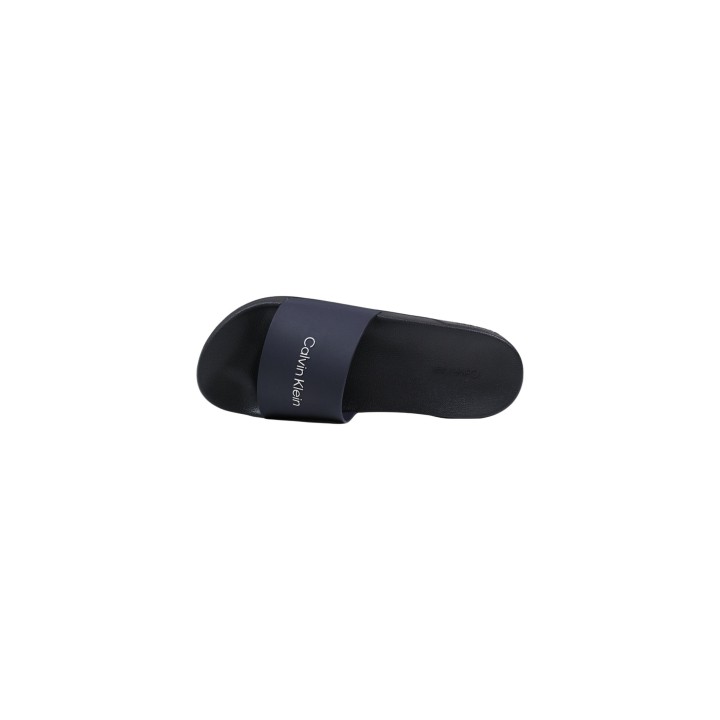 chanclas Calvin Klein para hombre negras y azules detalle de la planta