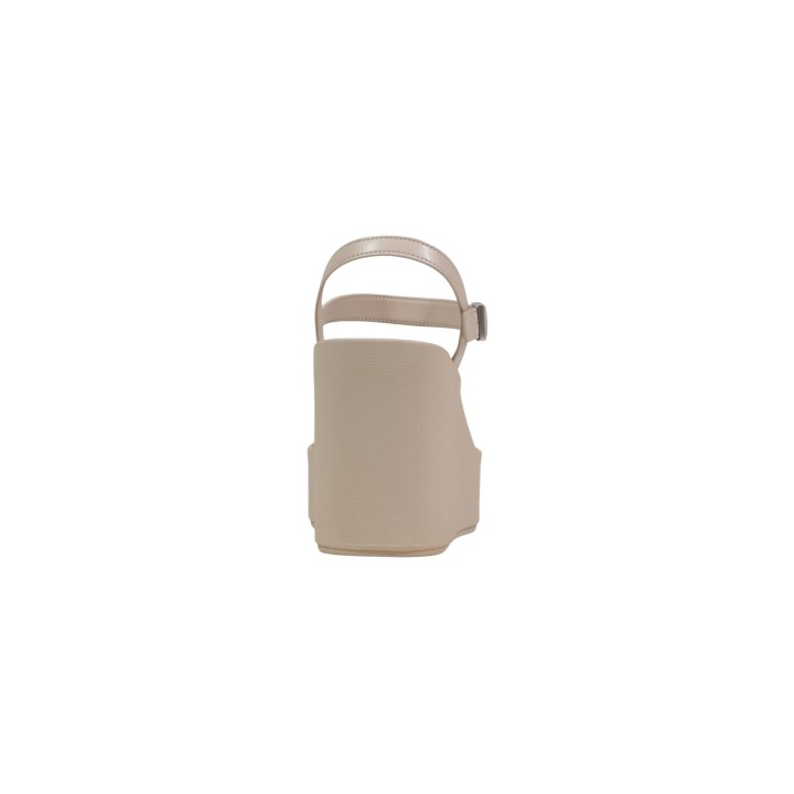 Sandalia de cuña Calvin Klein para mujer en beige vista posterior