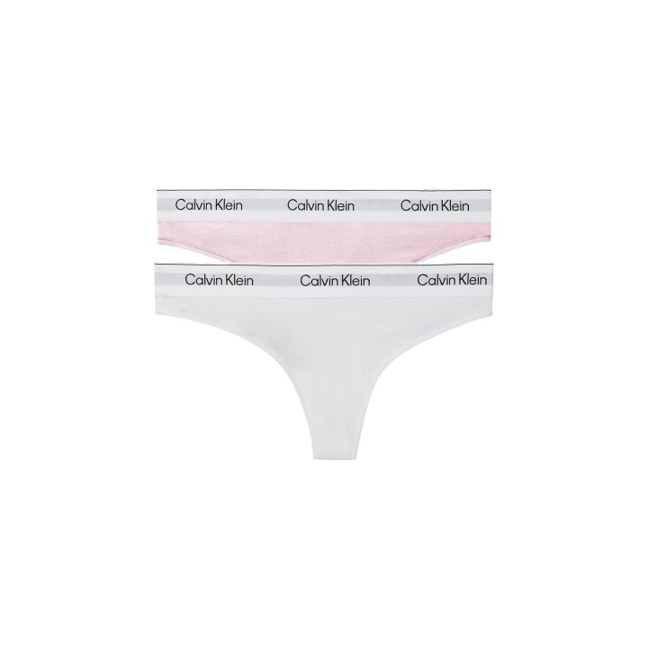 Tanga Calvin Klein Underwear para mujer blanca y rosa vista frontal
