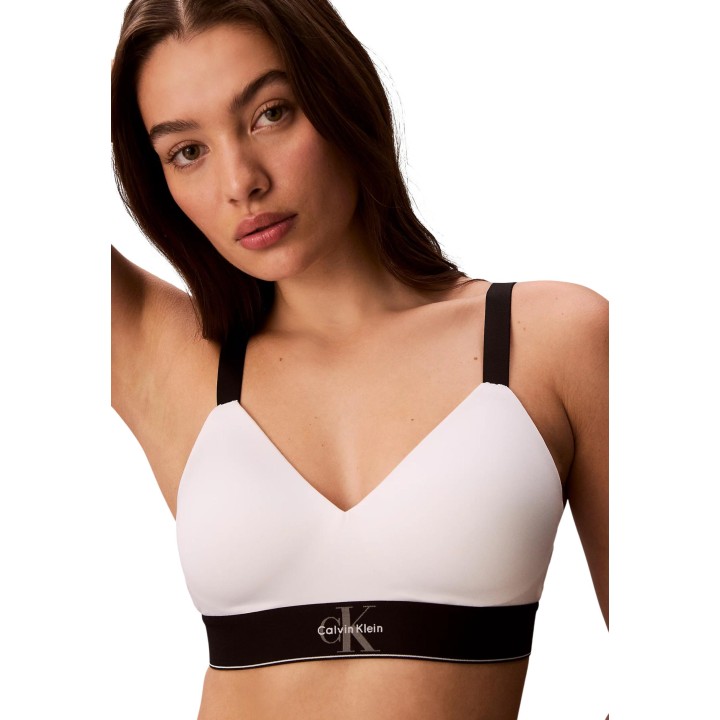 Detalle frontal del sujetador bralette blanco Calvin Klein Underwear para mujer