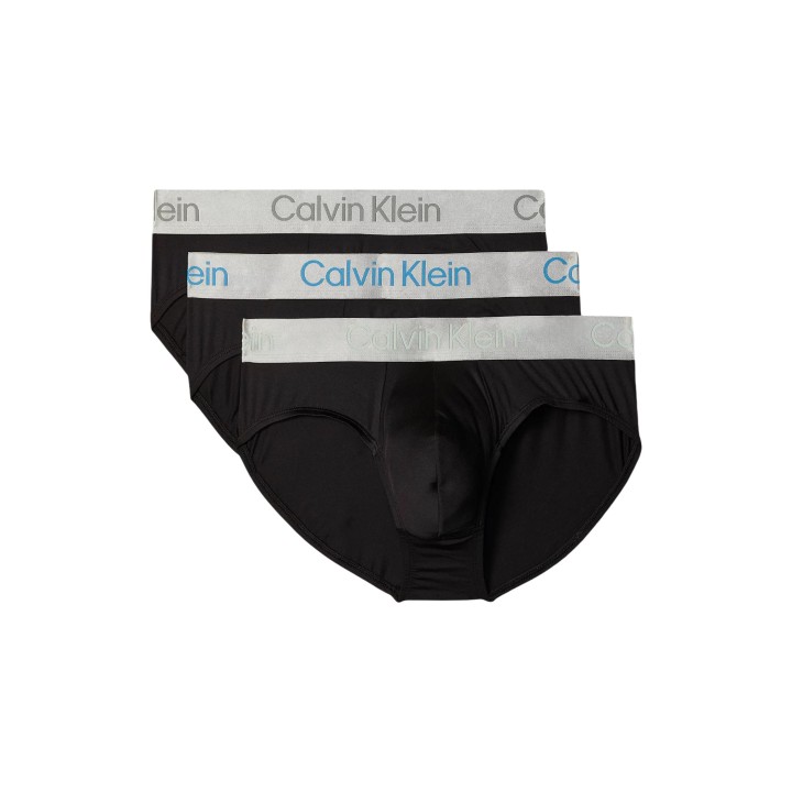 Slip de hombre Calvin Klein Underwear negro y blanco pack de 3 vista de detalle