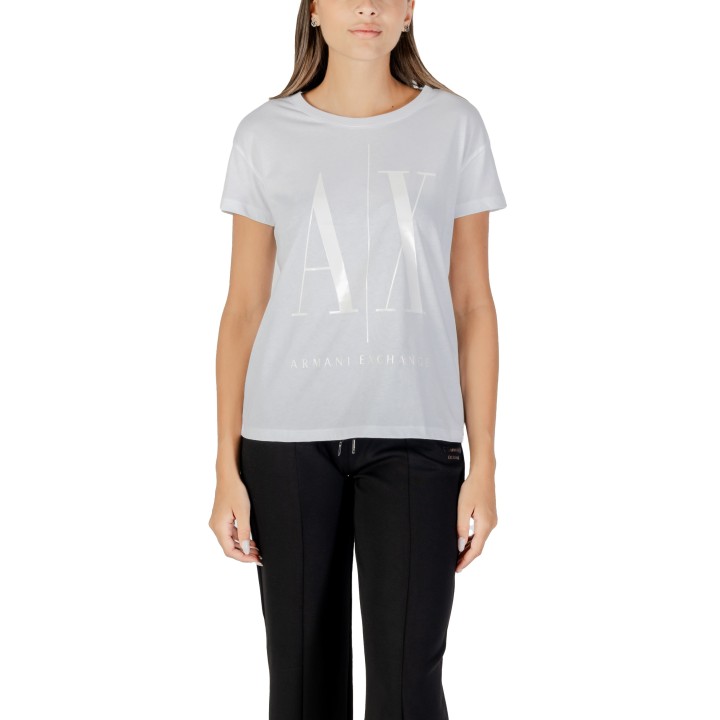 Camiseta de mujer Armani Exchange 8NYTCX YJG3Z color latte vista frontal