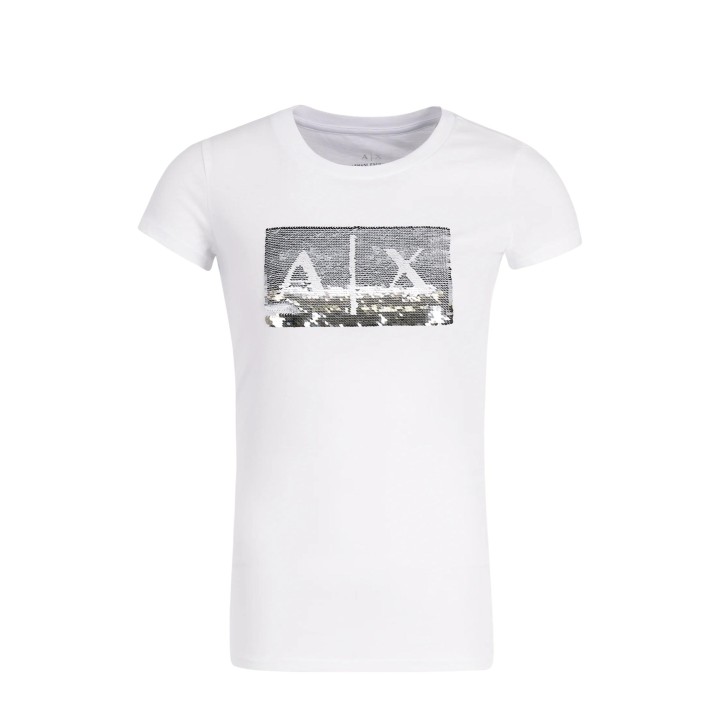 Camiseta Armani Exchange de mujer blanca 8NYTDL YJ73Z en vista frontal