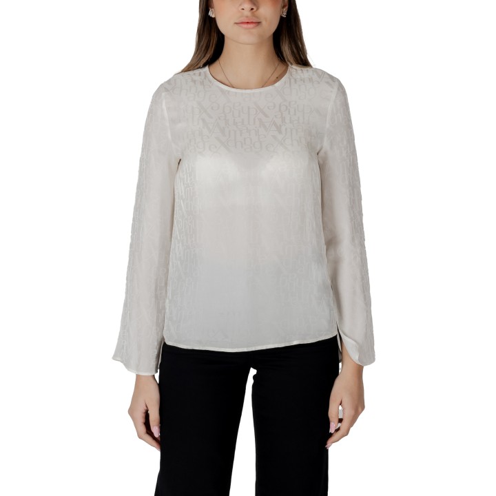 Armani Exchange blusa de mujer color crema con estampado tonal vista frontal