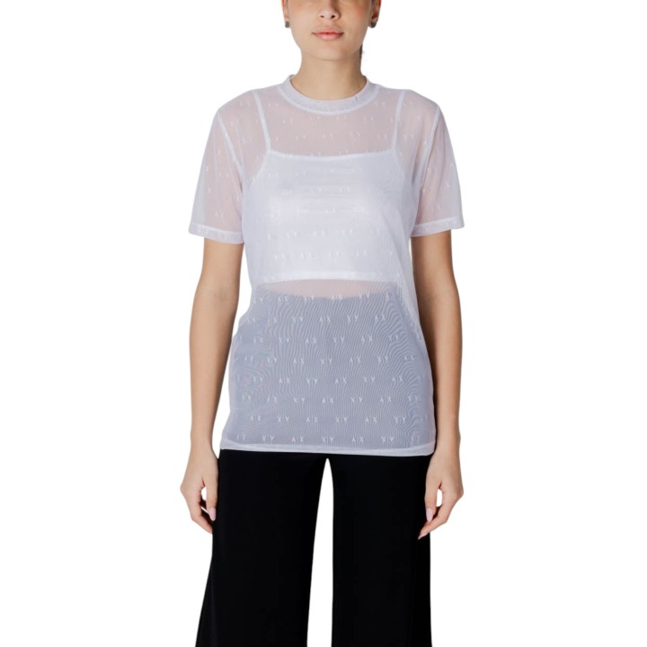 Armani Exchange camiseta de mujer blanca de malla vista frontal