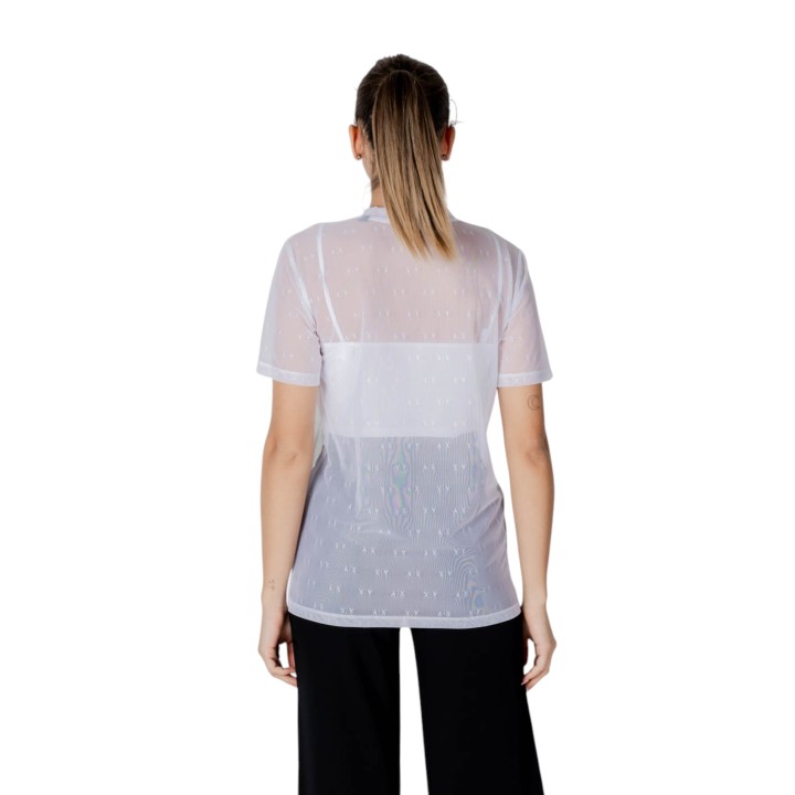 Armani Exchange camiseta de mujer blanca de malla vista posterior