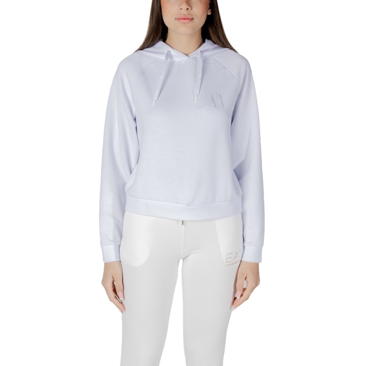 Sudadera blanca Armani Exchange para mujer con capucha vista frontal