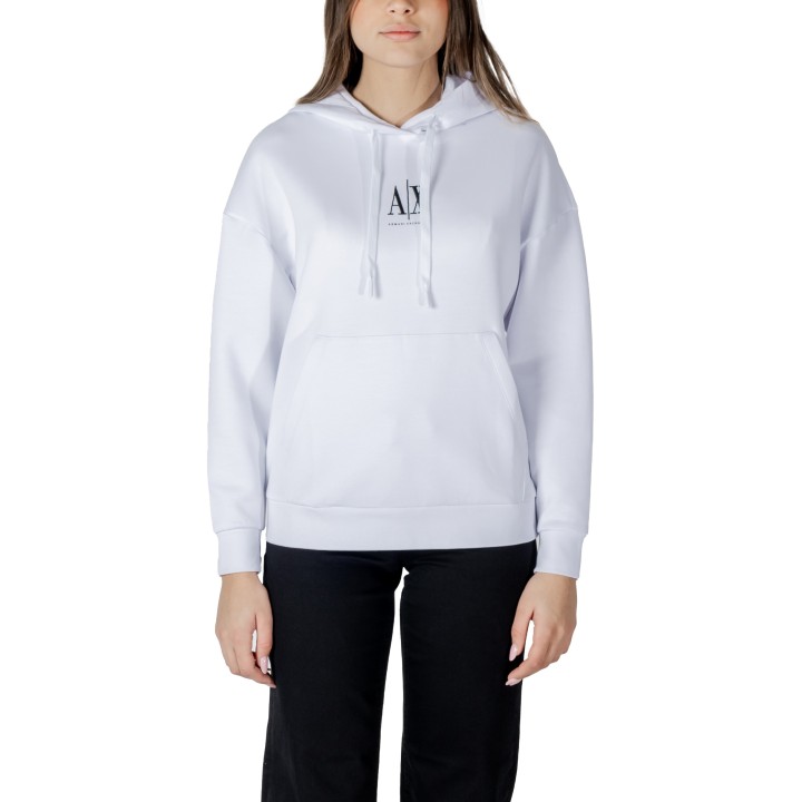 Sudadera blanca de mujer Armani Exchange con capucha vista frontal