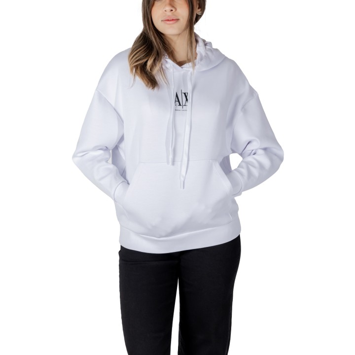 Sudadera blanca de mujer Armani Exchange con capucha vista frontal