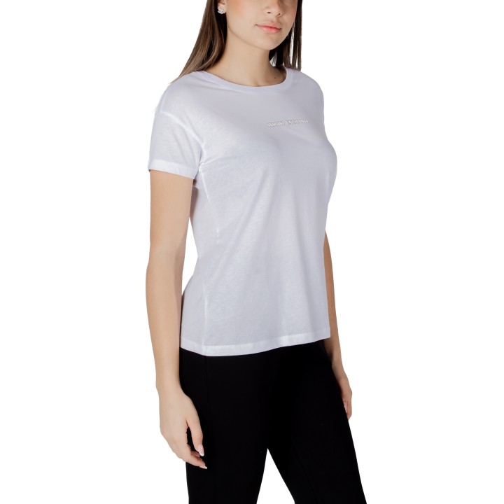 Camiseta blanca de mujer Armani Exchange XW000534 AF10359 vista tres cuartos