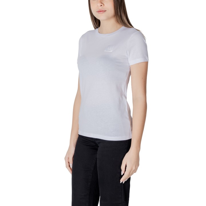 Armani Exchange camiseta blanca de mujer XW000831 AF10356 vista de tres cuartos