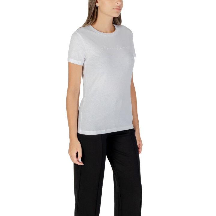 Armani Exchange camiseta blanca de mujer vista de tres cuartos