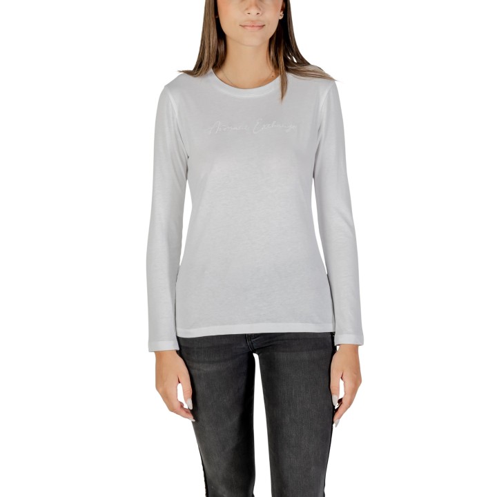 Armani Exchange camiseta de mujer blanca de manga larga vista frontal