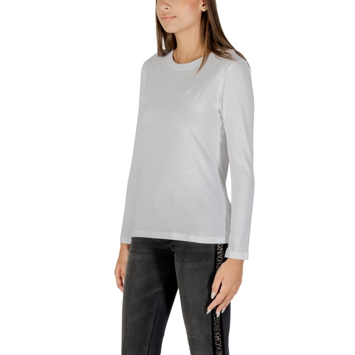 Armani Exchange camiseta de mujer blanca de manga larga vista lateral