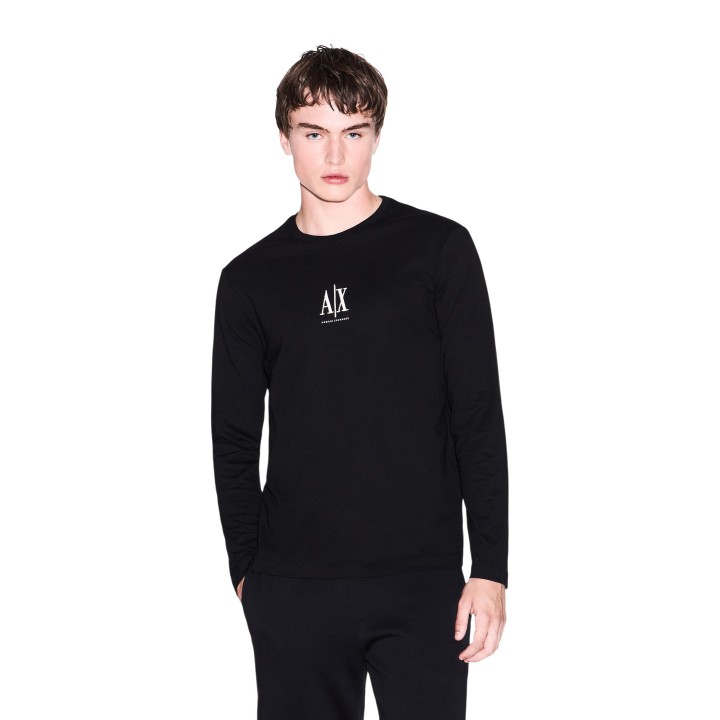 Armani Exchange camiseta de hombre negra de manga larga vista frontal