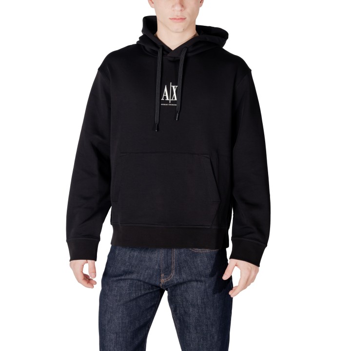 Sudadera Armani Exchange para hombre negra con capucha vista frontal