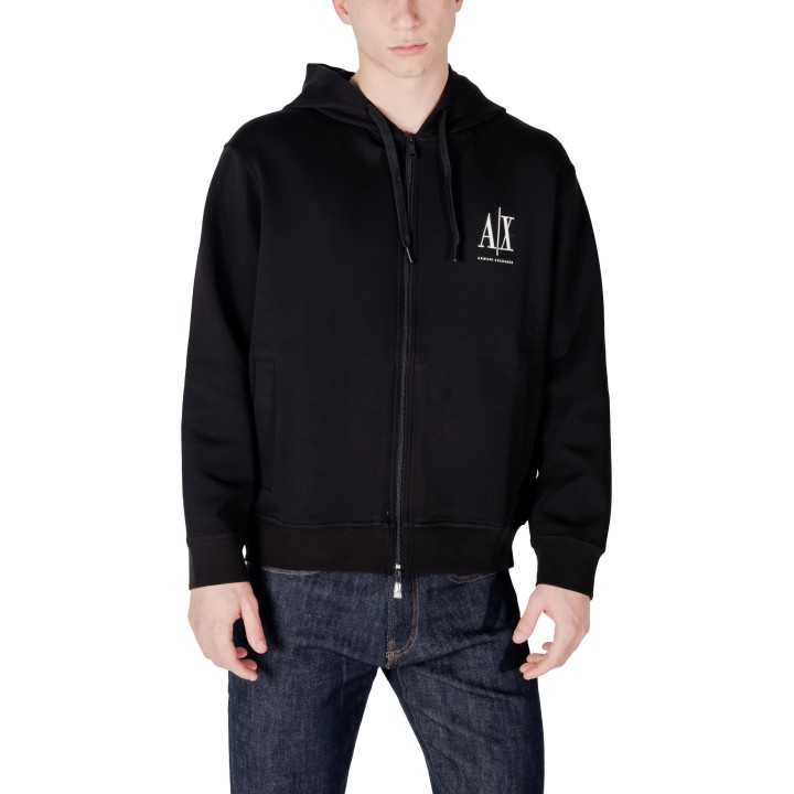 Sudadera negra con capucha Armani Exchange para hombre XM000371 AF10818 vista frontal