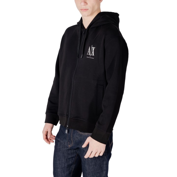 Sudadera negra con capucha Armani Exchange para hombre XM000371 AF10818 vista de tres cuartos