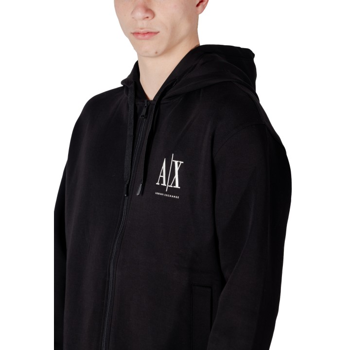Detalle de sudadera negra con capucha Armani Exchange para hombre XM000371 AF10818