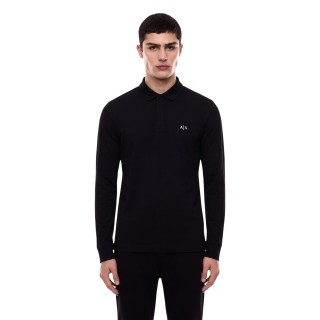 Armani Exchange polo de hombre negro de manga larga vista frontal
