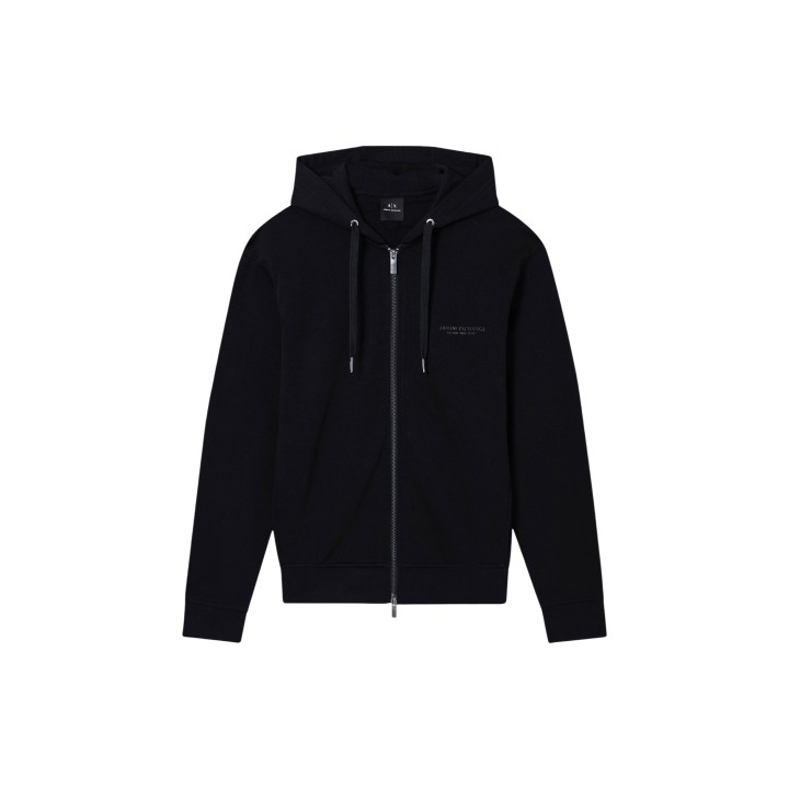 Sudadera negra Armani Exchange para hombre con capucha vista frontal
